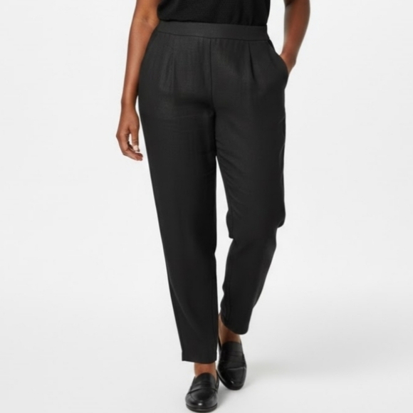 Eileen Fisher Pants - Eileen Fisher Linen Blend Pants 3X Black Pockets Italian Fabric High Waisted